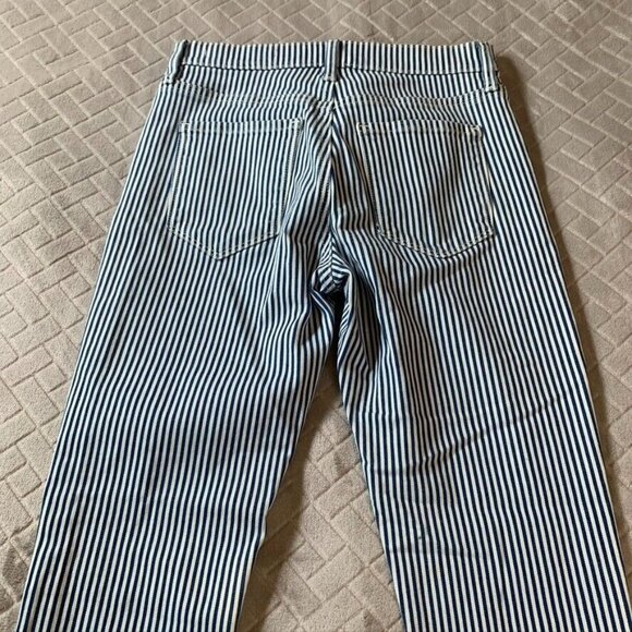 Banana Republic Women 26 Denim Jeans Blue White Striped Skinny High Rise Stretch - Picture 10 of 13